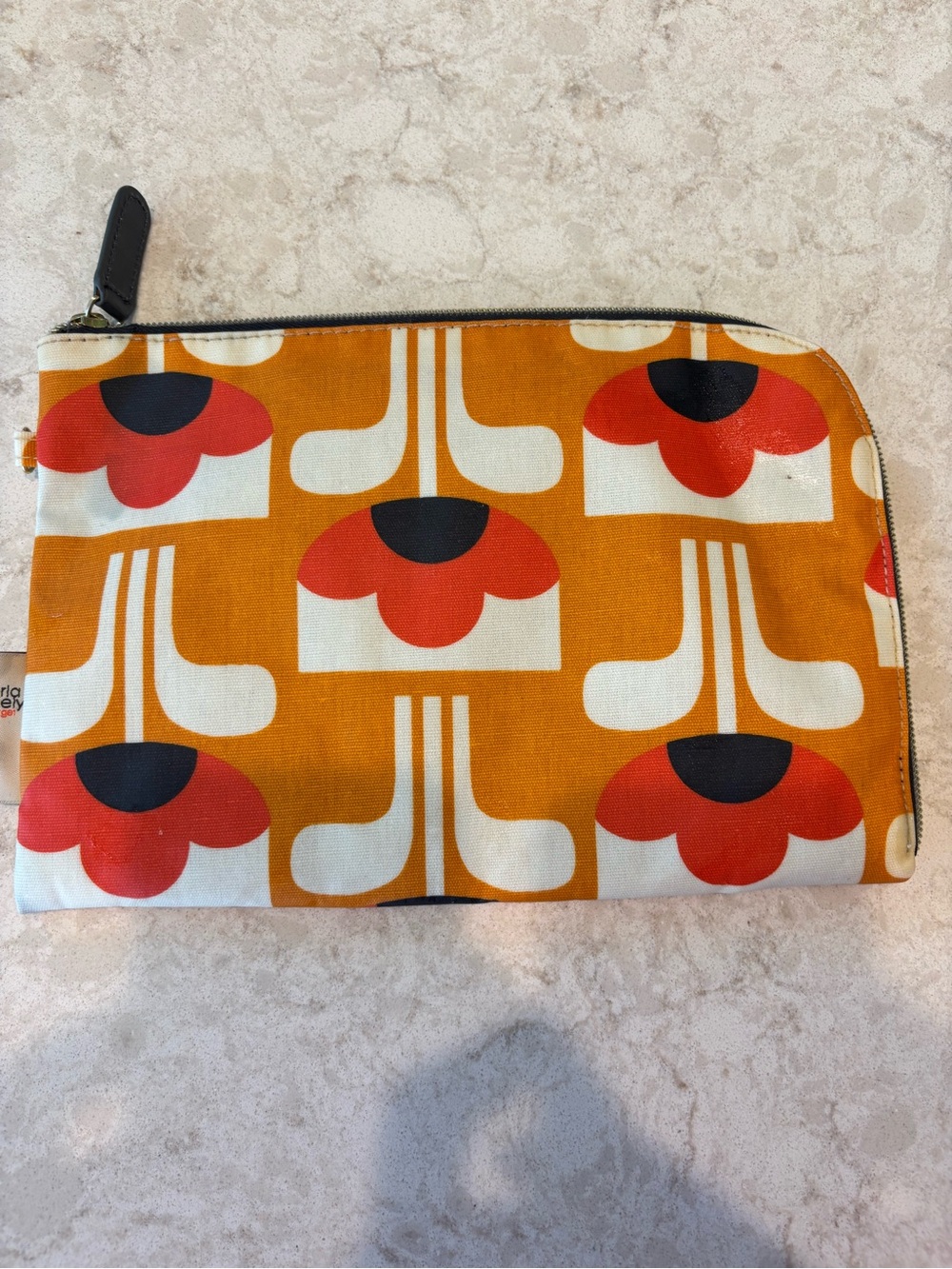 Orla Kiely for Target Black Lined Zip Pouch with Beige Trim